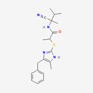 molecular formula C20H26N4OS B2817658 2-[(4-benzyl-5-methyl-1H-imidazol-2-yl)sulfanyl]-N-(1-cyano-1,2-dimethylpropyl)propanamide CAS No. 1096075-02-3