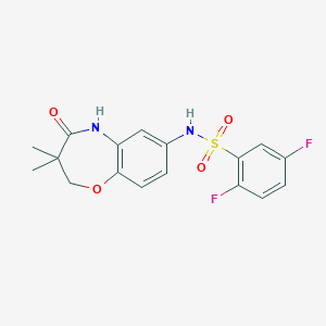 molecular formula C17H16F2N2O4S B2817668 N-(3,3-dimethyl-4-oxo-2,3,4,5-tetrahydrobenzo[b][1,4]oxazepin-7-yl)-2,5-difluorobenzenesulfonamide CAS No. 922133-33-3
