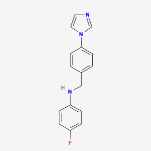 molecular formula C16H14FN3 B2817698 4-氟-N-{[4-(1H-咪唑-1-基)苯基]甲基}苯胺 CAS No. 866157-51-9