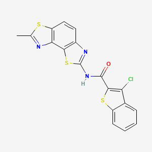 molecular formula C18H10ClN3OS3 B2817707 3-氯-N-(7-甲基-[1,3]噻唑并[5,4-e][1,3]苯并噻唑-2-基)-1-苯并噻吩-2-甲酰胺 CAS No. 476642-19-0