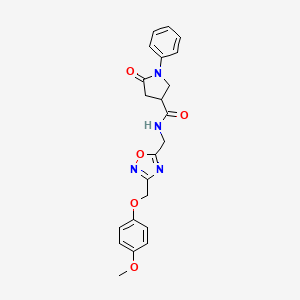N-((3-((4-methoxyphenoxy)methyl)-1,2,4-oxadiazol-5-yl)methyl)-5-oxo-1-phenylpyrrolidine-3-carboxamide