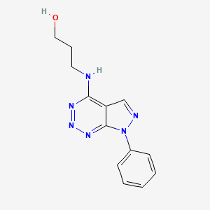 molecular formula C13H14N6O B2817722 3-((7-phenyl-7H-pyrazolo[3,4-d][1,2,3]triazin-4-yl)amino)propan-1-ol CAS No. 1257550-37-0