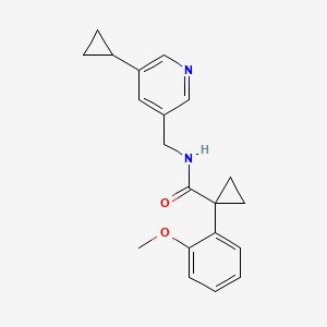 molecular formula C20H22N2O2 B2817724 N-((5-cyclopropylpyridin-3-yl)methyl)-1-(2-methoxyphenyl)cyclopropanecarboxamide CAS No. 2034208-13-2
