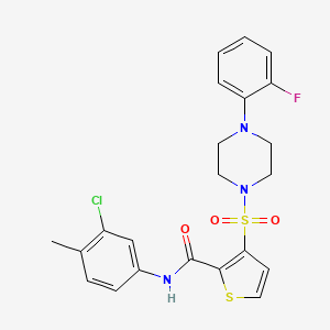 molecular formula C22H21ClFN3O3S2 B2817728 N-(3-chloro-4-methylphenyl)-3-{[4-(2-fluorophenyl)piperazin-1-yl]sulfonyl}thiophene-2-carboxamide CAS No. 1105208-57-8