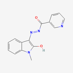 molecular formula C15H12N4O2 B2817730 N'-(1-methyl-2-oxo-2,3-dihydro-1H-indol-3-ylidene)pyridine-3-carbohydrazide CAS No. 341983-14-0