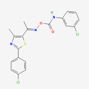 molecular formula C19H15Cl2N3O2S B2817732 5-({[(3-氯苯胺基)羰基]氧基}乙烯基)-2-(4-氯苯基)-4-甲基-1,3-噻唑 CAS No. 477872-53-0