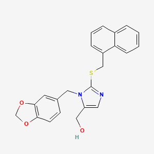 molecular formula C23H20N2O3S B2817768 (1-(苯并[d][1,3]二氧杂环戊烷-5-基甲基)-2-((萘-1-基甲基)硫代)-1H-咪唑-5-基)甲醇 CAS No. 921833-75-2