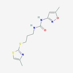 molecular formula C12H16N4O2S2 B2817769 1-(5-Methylisoxazol-3-yl)-3-(3-((4-methylthiazol-2-yl)thio)propyl)urea CAS No. 900009-47-4