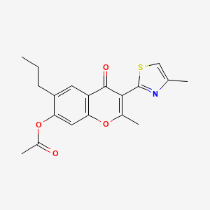 molecular formula C19H19NO4S B2817772 2-甲基-3-(4-甲基噻唑-2-基)-4-氧代-6-丙基-4H-香豆素-7-基乙酸酯 CAS No. 299952-22-0