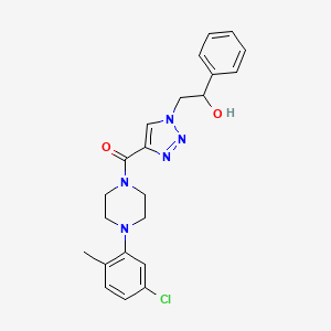 molecular formula C22H24ClN5O2 B2817778 2-(4-{[4-(5-chloro-2-methylphenyl)piperazin-1-yl]carbonyl}-1H-1,2,3-triazol-1-yl)-1-phenylethanol CAS No. 1396859-27-0