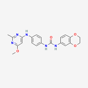 1-(2,3-Dihydrobenzo[b][1,4]dioxin-6-yl)-3-(4-((6-methoxy-2-methylpyrimidin-4-yl)amino)phenyl)urea