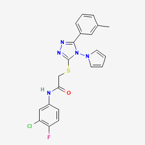 N-(3-chloro-4-fluorophenyl)-2-{[5-(3-methylphenyl)-4-(1H-pyrrol-1-yl)-4H-1,2,4-triazol-3-yl]sulfanyl}acetamide