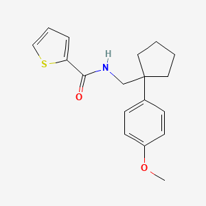 molecular formula C18H21NO2S B2817799 N-((1-(4-甲氧基苯基)环戊基)甲基)噻吩-2-甲酰胺 CAS No. 1091474-00-8