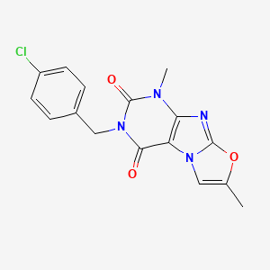 2-[(4-Chlorophenyl)methyl]-4,7-dimethylpurino[8,7-b][1,3]oxazole-1,3-dione
