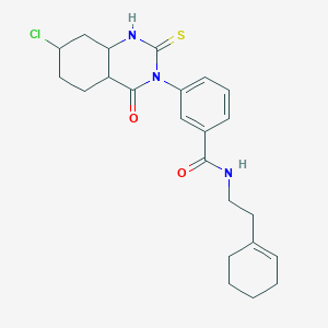 molecular formula C23H22ClN3O2S B2817824 3-(7-chloro-4-oxo-2-sulfanylidene-1,2,3,4-tetrahydroquinazolin-3-yl)-N-[2-(cyclohex-1-en-1-yl)ethyl]benzamide CAS No. 422529-50-8