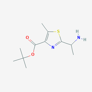 molecular formula C11H18N2O2S B2817829 Tert-butyl 2-(1-aminoethyl)-5-methyl-1,3-thiazole-4-carboxylate CAS No. 2248363-01-9