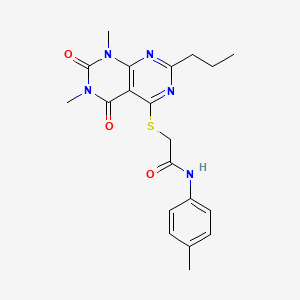 molecular formula C20H23N5O3S B2817847 2-((6,8-dimethyl-5,7-dioxo-2-propyl-5,6,7,8-tetrahydropyrimido[4,5-d]pyrimidin-4-yl)thio)-N-(p-tolyl)acetamide CAS No. 852170-88-8