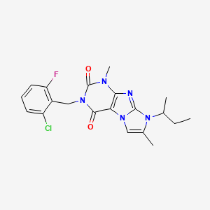 molecular formula C20H21ClFN5O2 B2817848 8-(sec-butyl)-3-(2-chloro-6-fluorobenzyl)-1,7-dimethyl-1H-imidazo[2,1-f]purine-2,4(3H,8H)-dione CAS No. 919009-43-1