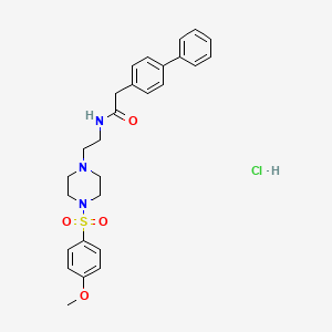 molecular formula C27H32ClN3O4S B2817849 2-([1,1'-biphenyl]-4-yl)-N-(2-(4-((4-methoxyphenyl)sulfonyl)piperazin-1-yl)ethyl)acetamide hydrochloride CAS No. 1216881-05-8