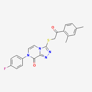 molecular formula C21H17FN4O2S B2817861 3-((2-(2,4-dimethylphenyl)-2-oxoethyl)thio)-7-(4-fluorophenyl)-[1,2,4]triazolo[4,3-a]pyrazin-8(7H)-one CAS No. 1242930-95-5