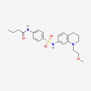 molecular formula C22H29N3O4S B2817862 N-(4-(N-(1-(2-methoxyethyl)-1,2,3,4-tetrahydroquinolin-7-yl)sulfamoyl)phenyl)butyramide CAS No. 1171885-06-5
