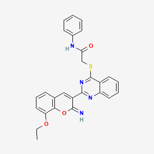 2-{[2-(8-ethoxy-2-imino-2H-chromen-3-yl)quinazolin-4-yl]sulfanyl}-N-phenylacetamide