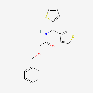 molecular formula C18H17NO2S2 B2817890 2-(benzyloxy)-N-(thiophen-2-yl(thiophen-3-yl)methyl)acetamide CAS No. 2034333-20-3