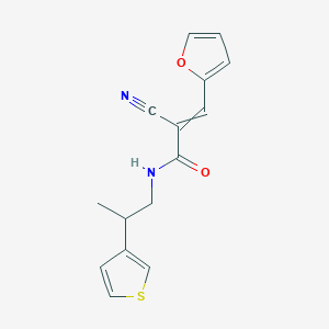 molecular formula C15H14N2O2S B2817898 2-cyano-3-(furan-2-yl)-N-[2-(thiophen-3-yl)propyl]prop-2-enamide CAS No. 1445764-52-2