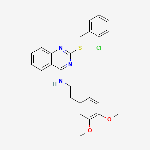 molecular formula C25H24ClN3O2S B2817906 2-[(2-chlorophenyl)methylsulfanyl]-N-[2-(3,4-dimethoxyphenyl)ethyl]quinazolin-4-amine CAS No. 422533-71-9