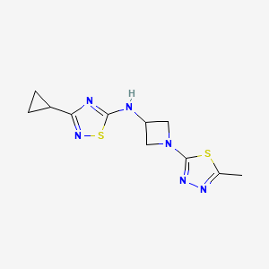 molecular formula C11H14N6S2 B2817920 3-Cyclopropyl-N-[1-(5-methyl-1,3,4-thiadiazol-2-yl)azetidin-3-yl]-1,2,4-thiadiazol-5-amine CAS No. 2415621-23-5