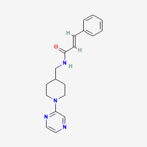 molecular formula C19H22N4O B2817921 N-((1-(吡嗪-2-基)哌嗪-4-基)甲基)肉桂酰胺 CAS No. 1396891-88-5