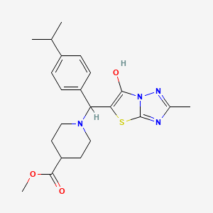 Methyl 1-((6-hydroxy-2-methylthiazolo[3,2-b][1,2,4]triazol-5-yl)(4-isopropylphenyl)methyl)piperidine-4-carboxylate