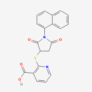 molecular formula C20H14N2O4S B2817961 2-{[1-(Naphthalen-1-yl)-2,5-dioxopyrrolidin-3-yl]sulfanyl}pyridine-3-carboxylic acid CAS No. 745027-88-7