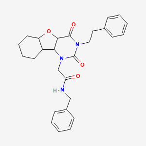 molecular formula C27H23N3O4 B2817962 N-benzyl-2-[4,6-dioxo-5-(2-phenylethyl)-8-oxa-3,5-diazatricyclo[7.4.0.0^{2,7}]trideca-1(9),2(7),10,12-tetraen-3-yl]acetamide CAS No. 1351844-68-2