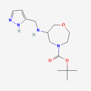 molecular formula C14H24N4O3 B2817970 Tert-butyl 6-(1H-pyrazol-5-ylmethylamino)-1,4-oxazepane-4-carboxylate CAS No. 2176125-56-5