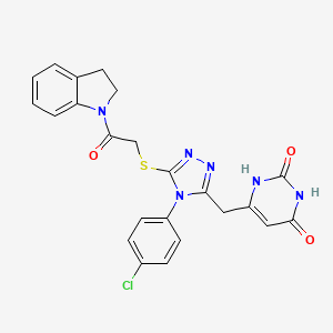 6-((4-(4-chlorophenyl)-5-((2-(indolin-1-yl)-2-oxoethyl)thio)-4H-1,2,4-triazol-3-yl)methyl)pyrimidine-2,4(1H,3H)-dione