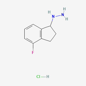 molecular formula C9H12ClFN2 B2818005 (4-fluoro-2,3-dihydro-1H-inden-1-yl)hydrazine hydrochloride CAS No. 1909319-75-0