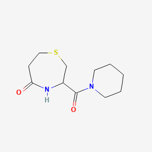 molecular formula C11H18N2O2S B2818029 3-(哌啶-1-基甲酰)-1,4-噻杂庚烷-5-酮 CAS No. 1396556-51-6