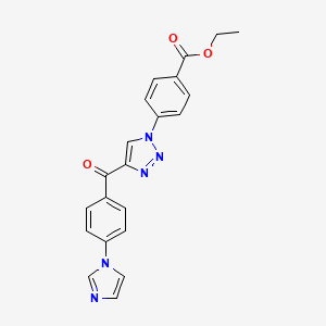 molecular formula C21H17N5O3 B2818030 乙酸-4-{4-[4-(1H-咪唑-1-基)苯甲酰]-1H-1,2,3-三唑-1-基}苯甲酸酯 CAS No. 478248-78-1