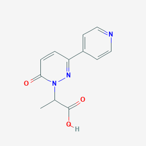 molecular formula C12H11N3O3 B2818033 2-(6-Oxo-3-pyridin-4-ylpyridazin-1-yl)propanoic acid CAS No. 2379975-88-7