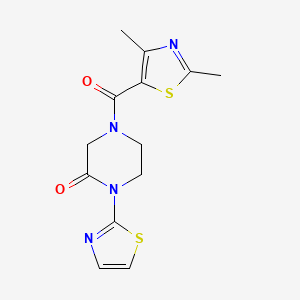 molecular formula C13H14N4O2S2 B2818038 4-(2,4-Dimethylthiazole-5-carbonyl)-1-(thiazol-2-yl)piperazin-2-one CAS No. 2309310-71-0