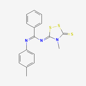 molecular formula C17H15N3S3 B2818061 N'-(4-甲基苯基)-N-(4-甲基-5-硫代-1,2,4-二噻唑啉-3-基)苯甲酰胺 CAS No. 324579-64-8