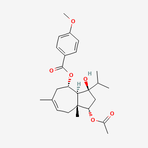 molecular formula C25H34O6 B2818062 NCGC00385575-01_C25H34O6_(1S,3R,3aS,4S,8aR)-1-Acetoxy-3-hydroxy-3-isopropyl-6,8a-dimethyl-1,2,3,3a,4,5,8,8a-octahydro-4-azulenyl 4-methoxybenzoate CAS No. 98604-75-2