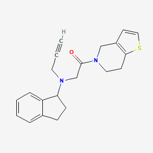molecular formula C21H22N2OS B2818066 2-[(2,3-dihydro-1H-inden-1-yl)(prop-2-yn-1-yl)amino]-1-{4H,5H,6H,7H-thieno[3,2-c]pyridin-5-yl}ethan-1-one CAS No. 1241554-61-9