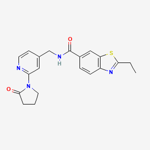 molecular formula C20H20N4O2S B2818079 2-ethyl-N-((2-(2-oxopyrrolidin-1-yl)pyridin-4-yl)methyl)benzo[d]thiazole-6-carboxamide CAS No. 2034614-26-9