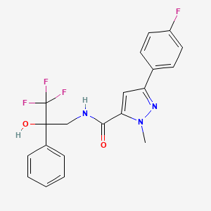 molecular formula C20H17F4N3O2 B2818087 3-(4-fluorophenyl)-1-methyl-N-(3,3,3-trifluoro-2-hydroxy-2-phenylpropyl)-1H-pyrazole-5-carboxamide CAS No. 1396811-14-5