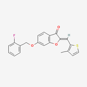 molecular formula C21H15FO3S B2818095 (Z)-6-((2-fluorobenzyl)oxy)-2-((3-methylthiophen-2-yl)methylene)benzofuran-3(2H)-one CAS No. 622791-03-1