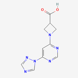 molecular formula C10H10N6O2 B2818098 1-[6-(1,2,4-Triazol-1-yl)pyrimidin-4-yl]azetidine-3-carboxylic acid CAS No. 2380071-96-3