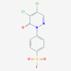 molecular formula C10H5Cl2FN2O3S B2818100 4-(4,5-Dichloro-6-oxopyridazin-1-yl)benzenesulfonyl fluoride CAS No. 2137744-39-7