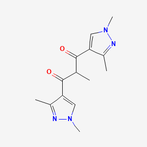 molecular formula C14H18N4O2 B2818109 1,3-bis(1,3-dimethyl-1H-pyrazol-4-yl)-2-methylpropane-1,3-dione CAS No. 1006327-67-8